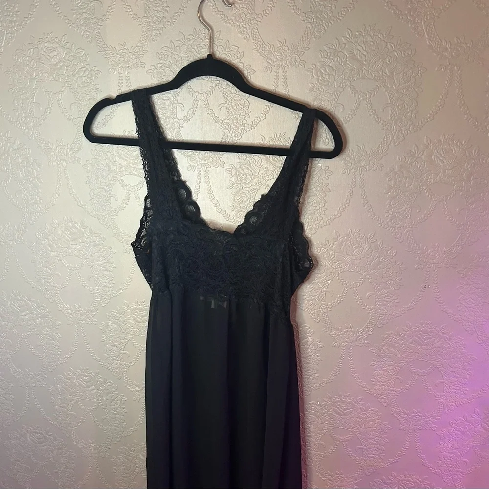 Elegant Black Lace Nightgown Vintage Diane Frais M medium - Picture 5 of 7